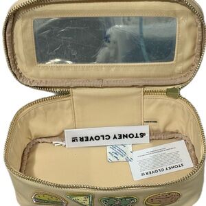 Stoney clover lane open top pouch mirror sand with diner food patches nwt custom